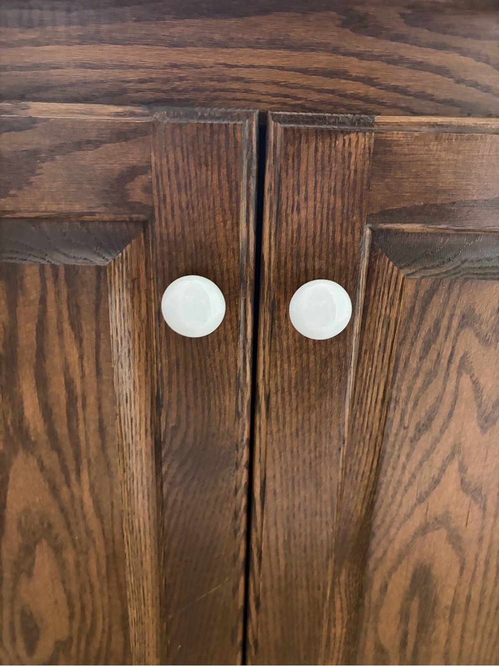 White Ceramic Cabinet Knobs with Silver Hardware - Set - Picture 2 of 6